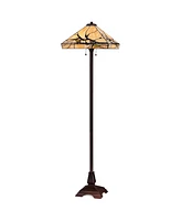 Robert Louis Tiffany Budding Branch Mission Rustic Tiffany Style Floor Lamp Standing 62" Tall Bronze Metal Hand-Crafted Stained Art Glass Shade for Li