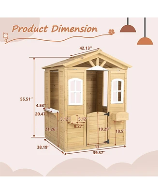 Streamdale Furniture Adorable Firwood Playhouse Outdoor Imagination Haven for Kids 3-6