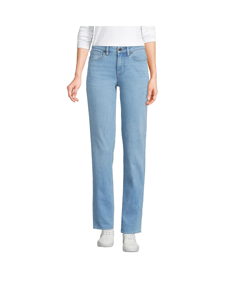 Lands' End Women's Recover Mid Rise Boyfriend Blue Jeans