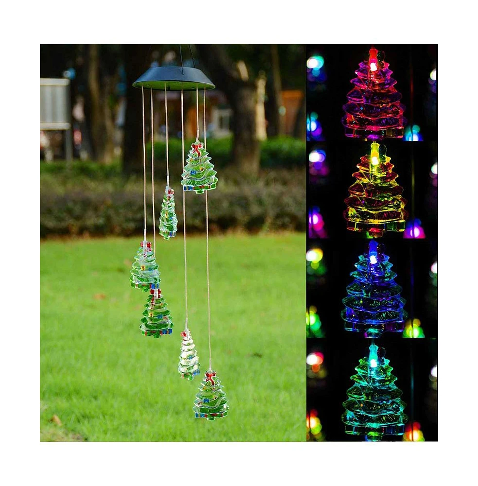 Yescom Christmas Tree Led Solar String Light Wind Chime Changing Color Lighting Valentine Decor