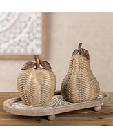 Slickblue Set of 2 Wicker Apple and Pear Decor Pieces for Home Styling