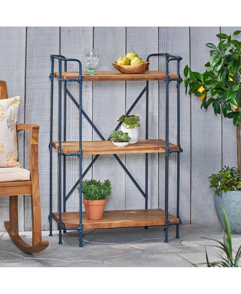 Simplie Fun Industrial Etagere Bookcase Metal and Fir Wood