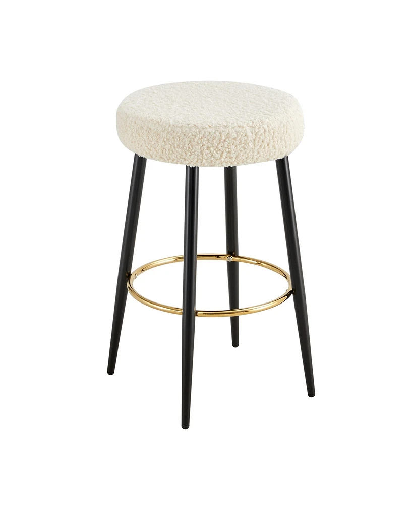 Simplie Fun Minimalist Faux Leather Bar Stool with Golden Footrest