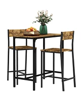 Homcom Industrial Counter-Height 3pc Bar Table High Back Stool for Dining Room