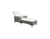 Slickblue Outdoor Chaise Lounge Chair Recliner with 6-Level Backrest Cushion and Pillow