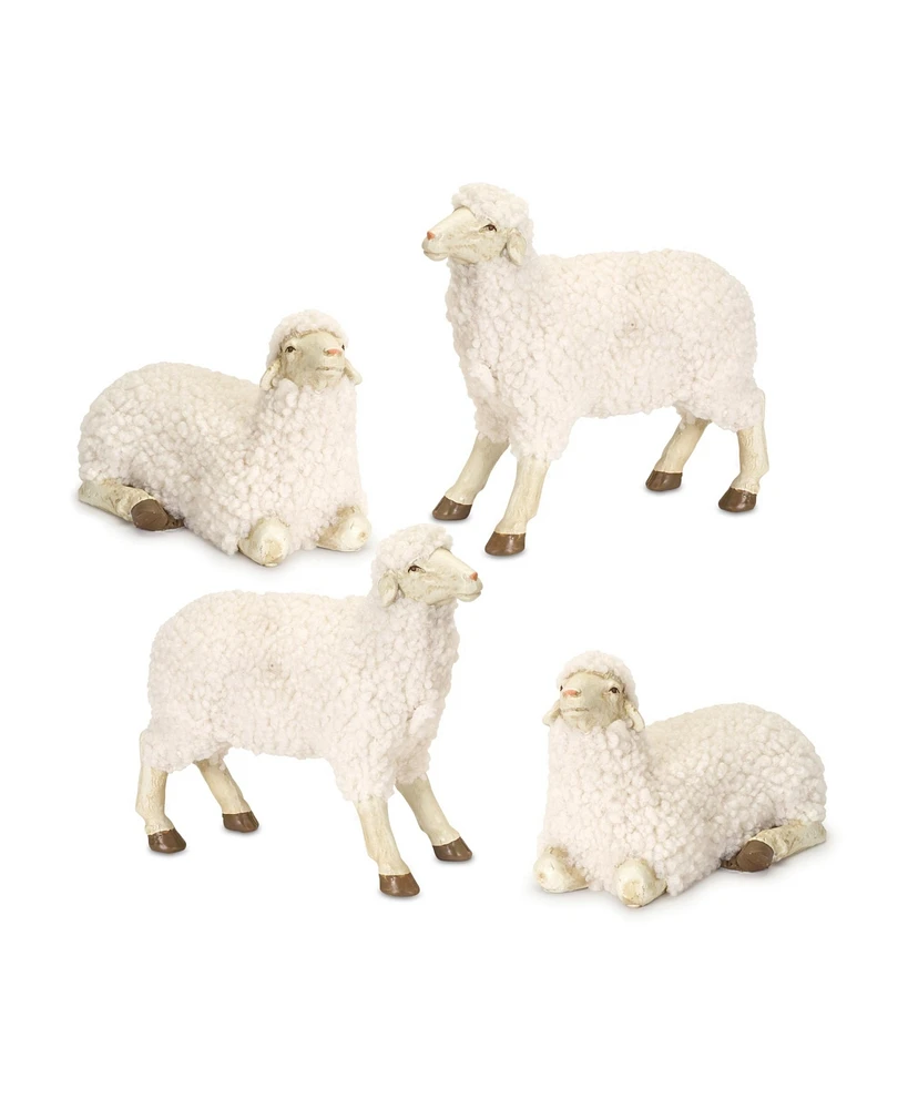 Slickblue White Tabletop Sheep Figurine (Set of 4)