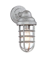 John Timberland Marlowe Rustic Industrial Farmhouse Outdoor Wall Light Fixture Galvanized Cage 13" Clear Glass for Exterior Barn Deck House Porch Yard