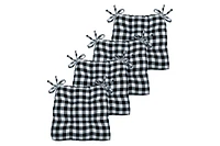Kate Aurora Country Living Gingham Plaid Checkered Country Farmhouse Chair Cushion Pads