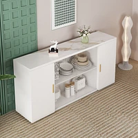 Modern Sideboard with Ample Storage - White Granite Top