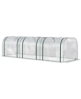 Outsunny 10' x 3' x 2.5' Tunnel Greenhouse Green Grow House w/ Roll Up Doors