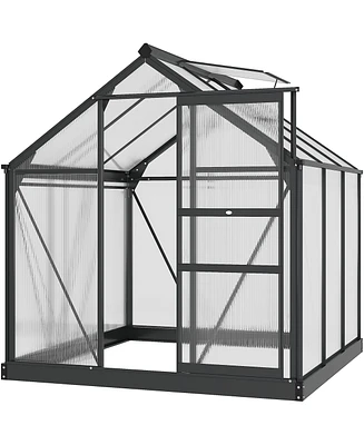 Outsunny 6' x 6' x 7 Greenhouse Aluminum Frame Walk-In Outdoor Plant Garden Polycarbonate