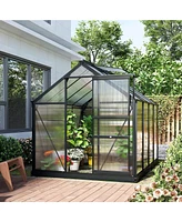 Outsunny 6' x 8' x 7 Greenhouse Aluminum Frame Walk-In Outdoor Plant Garden Polycarbonate