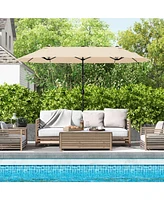 Slickblue 13FT Double-sided Patio Twin Table Umbrella with Crank Handle