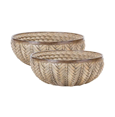 Slickblue Decorative Wicker Design Bowl (Set of 2)