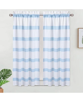 Caromio Waffle Stripe Kitchen Tier Curtain Pair