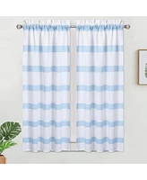 Caromio Waffle Stripe Kitchen Tier Curtain Pair