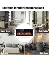 Slickblue 50 Inch Recessed Electric Insert Wall Mounted Fireplace with Adjustable Brightness