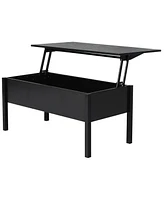 Homcom Wood Living Room End Table Furniture With Lift Top Storage Space, Black