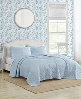 Laura Ashley Oxford Stripe Reversible 3 Piece Quilt Set