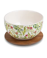 Thirstystone Holly Berry Lidded Salad Bowl,set of 2