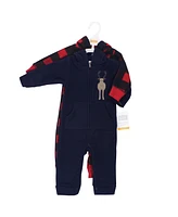 Hudson Baby Baby Boys Hudson Fleece Jumpsuits, Coveralls, and Playsuits 2pk, Forest Moose, 9-12 Months