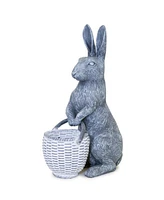 Slickblue Standing Rabbit Figurine With Basket Accent 10.5"h