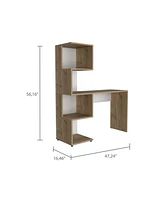 Fm Furniture Lincoln Computer Desk with Bookcase and 4 Spacious Storage Shelves