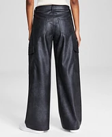 And Now This Women's Faux-Leather High-Rise Cargo Pants, Created for Macy's