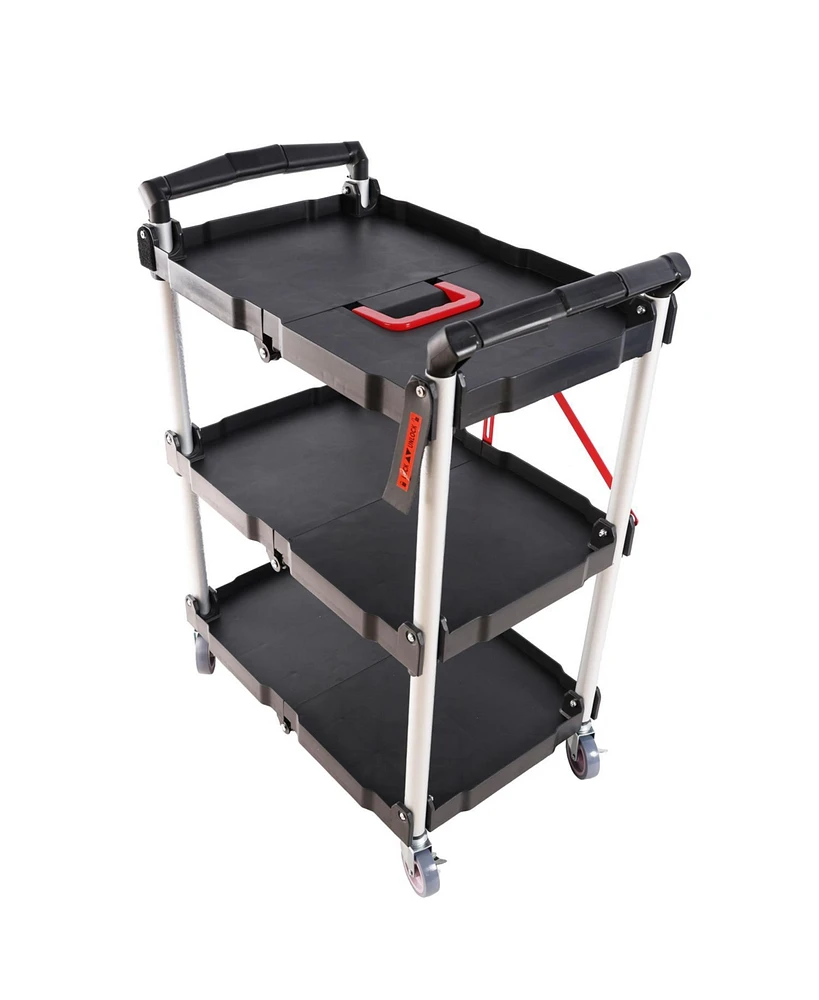 Simplie Fun 3-Tier Foldable Service Cart Portable, Effortless, and Versatile