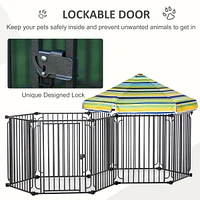 Streamdale Furniture Lockable Outdoor Dog Kennel with Spacious Run and Sunshade