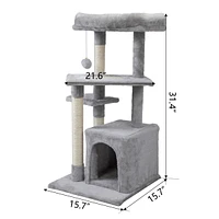 Streamdale Furniture Multi-Tier Cat Tree with Comfortable Cushions and Playful Hanging Toy