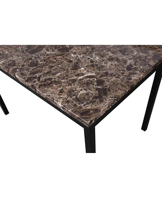 Simplie Fun Citico Metal Counter Height Dining Table with Laminated Faux Marble Top, Black