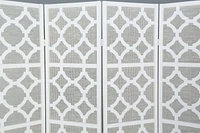 Streamdale Furniture Quarterfoil infused Diamond Design 4-Panel Room Divider, White