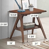 Mid-Century Modern Wood End Table with Shelf
