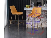 Streamdale Furniture Modern Velvet 26.50 Counter Height Stool, Set of 2, Gold