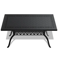 6-Seat Black Aluminum Outdoor Table and Chair Set with Cushions