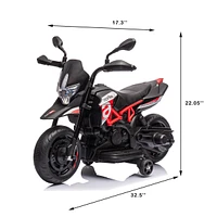 Streamdale Furniture Aprilia Licensed Kids Electric Riding Motorcycle with Training Wheels, Stable Construction