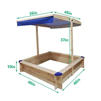 Streamdale Furniture Premium Kids Cedar Sand Pit with Uv Canopy and Adjustable Cover