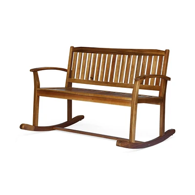 Streamdale Furniture Acacia Wood Rocking Love Seat Timeless Family Comfort for Generations