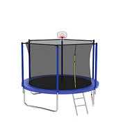 Streamdale Furniture 8FT Blue Trampoline with Safety Net and Ladder for Kids Outdoor