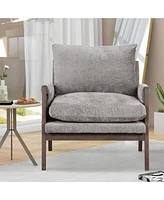 Simplie Fun Mid-Century Modern Velvet Accent Armchair, Gray