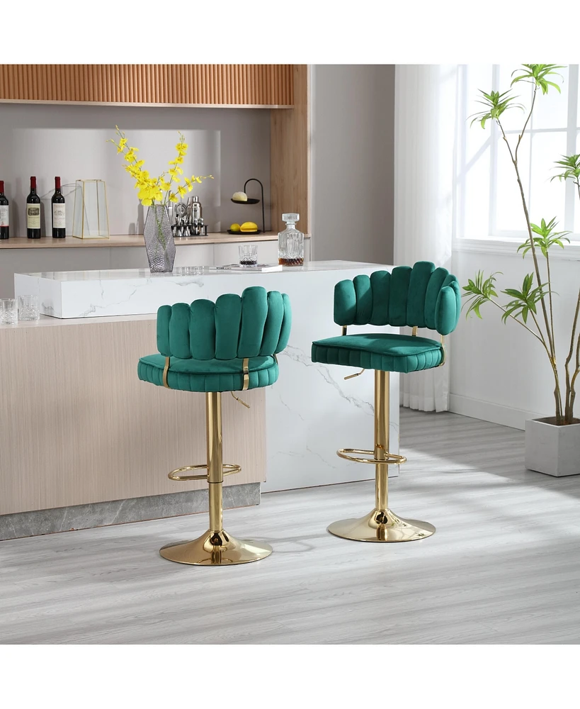 Simplie Fun Retro Metal Bar Stools with Swivel and Adjustable Height