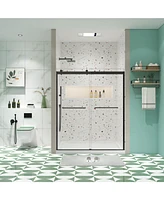 Simplie Fun Bypass Shower Door, Reversible Opening, 56"-60" x 74