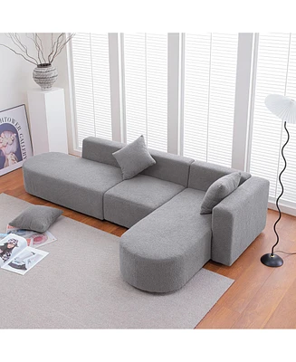 Streamdale Furniture Modern L shape boucle Sofa with curved seat (facing right)