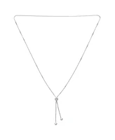 Bling Jewelry Minimalist Cz Geometric Round Ball Linear Lariat Tassel Y Slide Necklace For Women Sterling Silver Adjustable