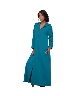 Dreams & Co. Women's Long Hooded Fleece Sweatshirt Robe