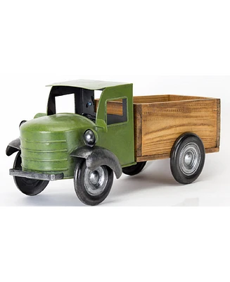 Slickblue Vintage Style Metal Pick Up Truck With Wood Bed 18"l