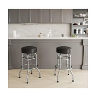 Emma+Oliver 2 Pack Double Ring Chrome Barstool