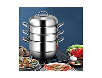 Slickblue 3 Tier Stainless Steel Cookware Pot Saucepot Steamer