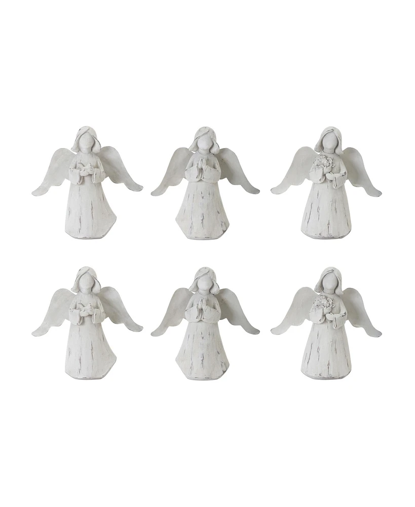 Slickblue Praying Angel Figurine With Metal Wings (Set of 6)